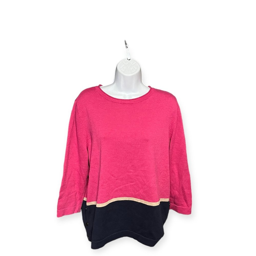 Croft & Barrow Tri-Color 3/4 sleeve sweater NWT XL